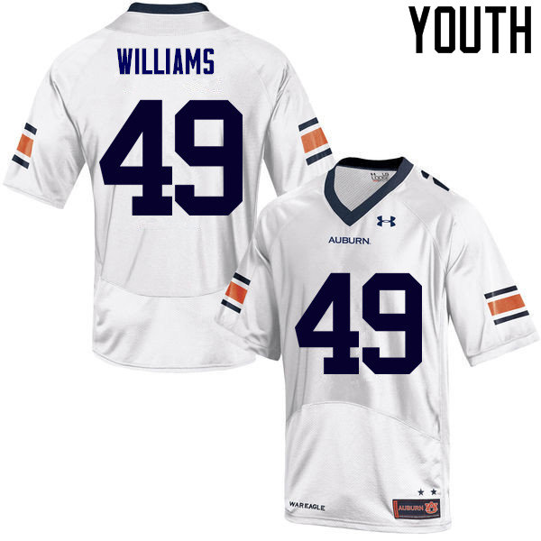 Youth Auburn Tigers #49 Darrell Williams College Football Jerseys Sale-White - Click Image to Close